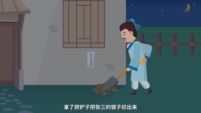 此地?zé)o銀三百兩原畫設(shè)計鏡頭十二（王二拿著鏟子挖張三埋的土坑）.png