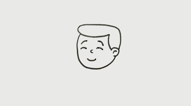 先畫(huà)出爸爸的頭部輪廓，里面畫(huà)上彎彎的眉毛、眼睛、鼻子和嘴巴.jpg