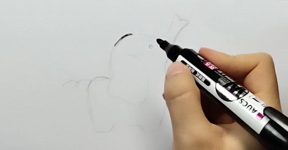 一、先用鉛筆描出大象的形象.jpg