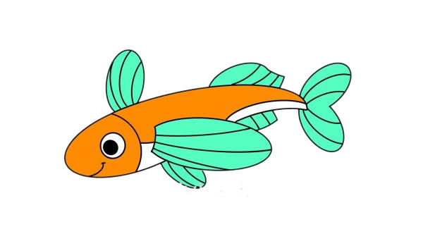 卡通飛魚簡筆畫步驟圖