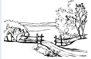春天主題風景簡筆畫