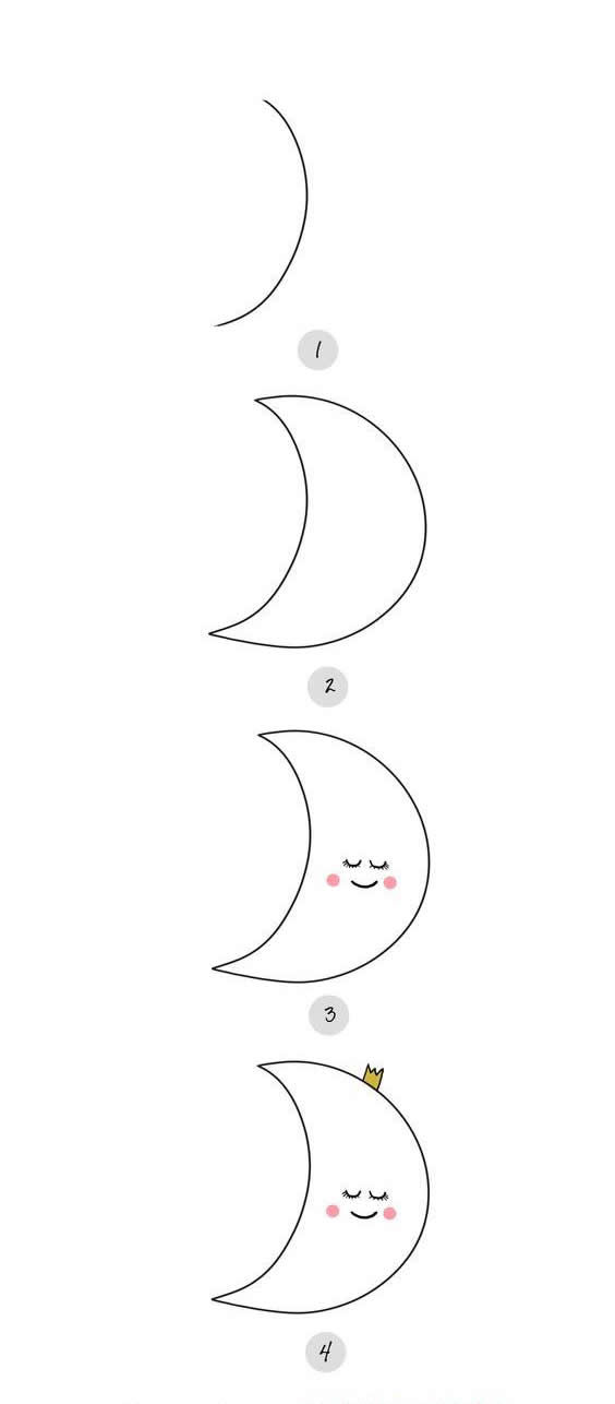 月亮簡(jiǎn)筆畫步驟圖片