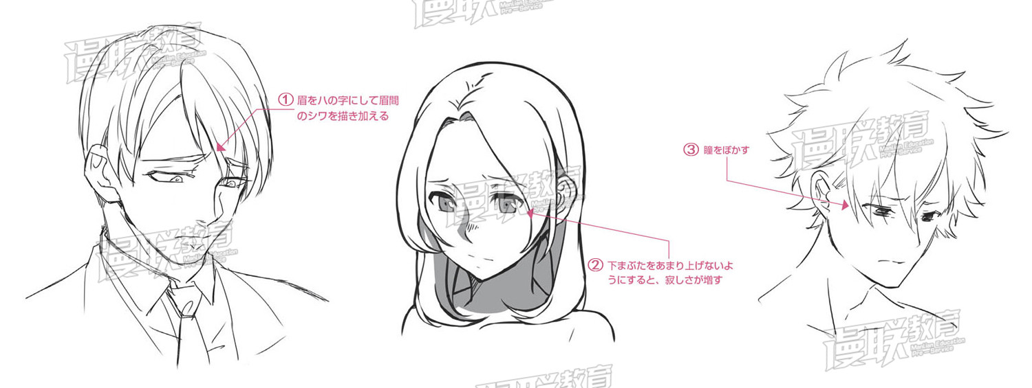 「教程」漫畫人物6種基本表情的畫法 part 03 “悲”的表情畫法 「教程」漫畫人物6種基本表情的畫法 part 03 “悲”的表情畫法