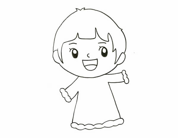 春節(jié)小朋友放鞭炮簡(jiǎn)筆畫，新年小女孩放鞭炮簡(jiǎn)筆畫