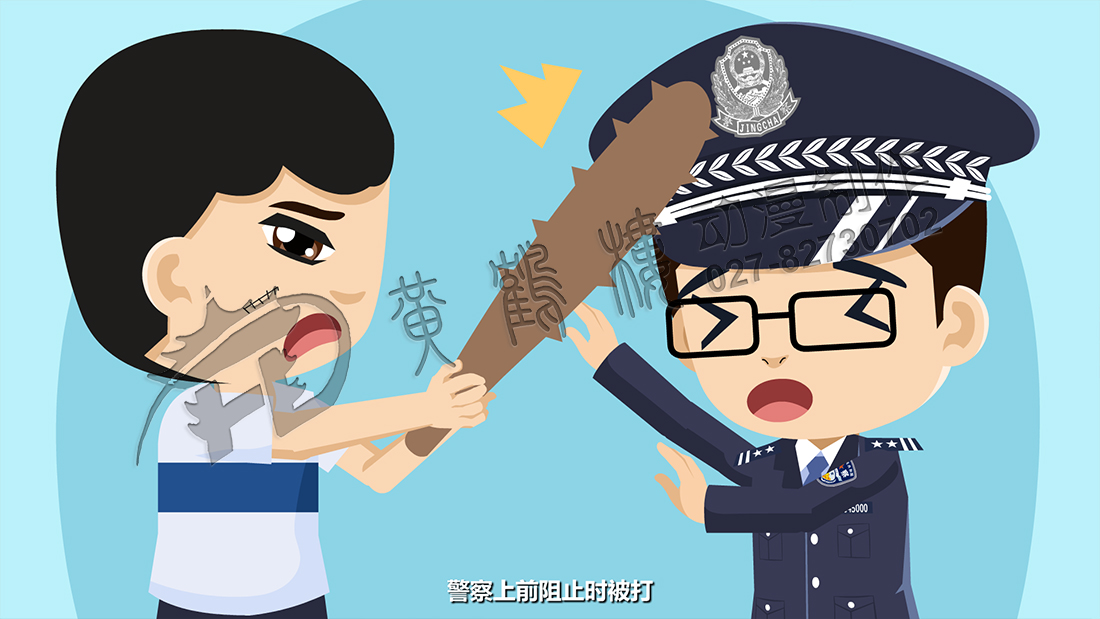 又撿起一根木棒沖過來打砸警車，警察上前阻止時被打.jpg