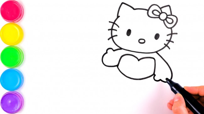 動(dòng)漫手繪hello kitty貓的畫(huà)法，hello kitty貓美人魚(yú)步驟教程