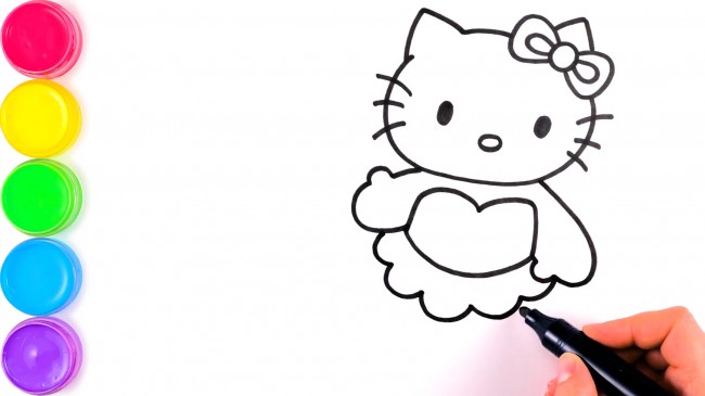 動(dòng)漫手繪hello kitty貓的畫(huà)法，hello kitty貓美人魚(yú)步驟教程