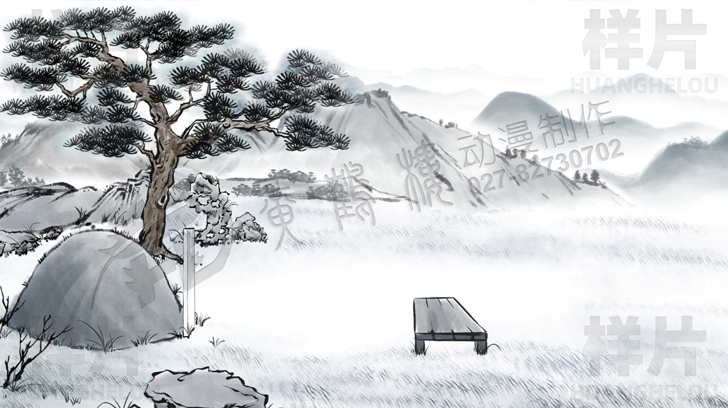 水墨動(dòng)漫設(shè)計(jì)《鐘子期》墓地場景構(gòu)圖（側(cè)面）.jpg